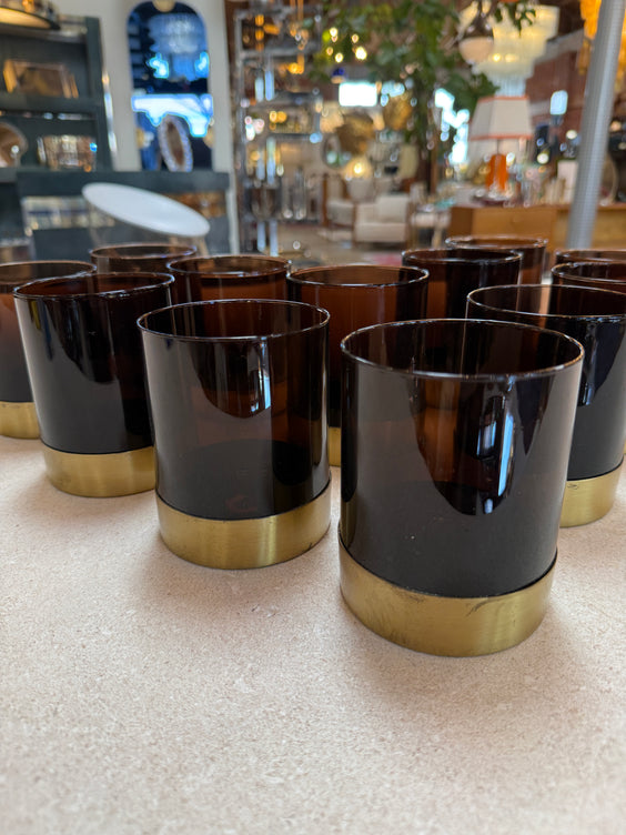 Italian Smoked Glass Bar Set with Ice Bucket and Tumblers, 1970s