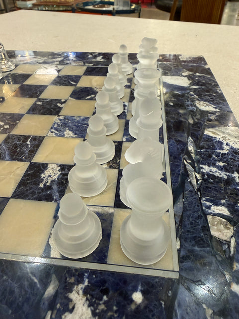Vintage Italian Lapiz Lazuli Chess Board 1980s