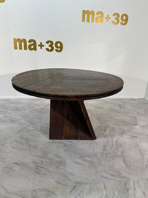 Mid Century  Italian Round Wood Dining Table, 1970s By Edoardo Landi