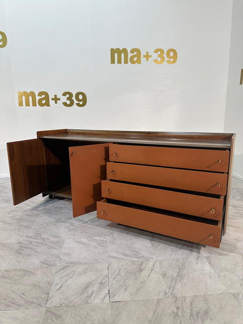 Afra & Tobia Scarpa, Artona Sideboard in Walnut and Leather, Maxalto 1970s