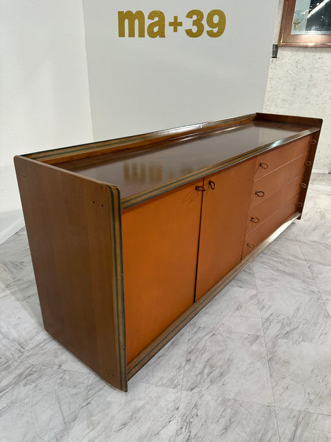 Afra & Tobia Scarpa, Artona Sideboard in Walnut and Leather, Maxalto 1970s