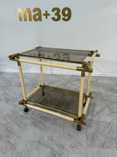 Mid Century Italian Bar Cart by Tommaso Barbi 1970s