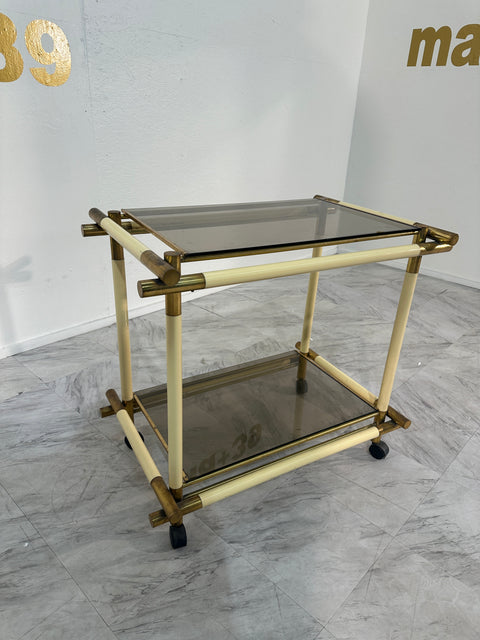 Mid Century Italian Bar Cart by Tommaso Barbi 1970s