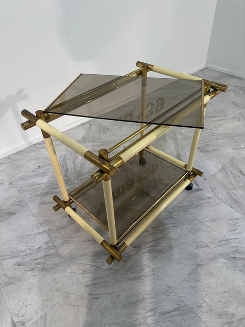 Mid Century Italian Bar Cart by Tommaso Barbi 1970s