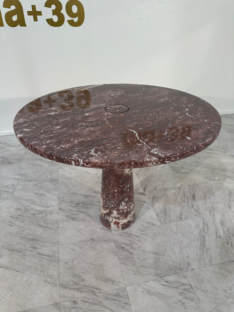 Angelo Mangiarotti for Skipper 'Eros' round dining table in Rosso Marble, Italy 1970s