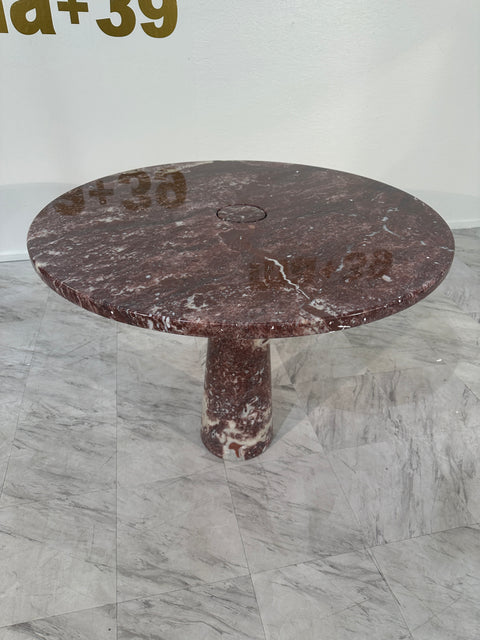 Angelo Mangiarotti for Skipper 'Eros' round dining table in Rosso Marble, Italy 1970s