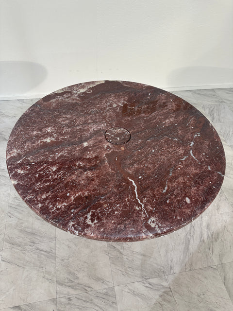 Angelo Mangiarotti for Skipper 'Eros' round dining table in Rosso Marble, Italy 1970s