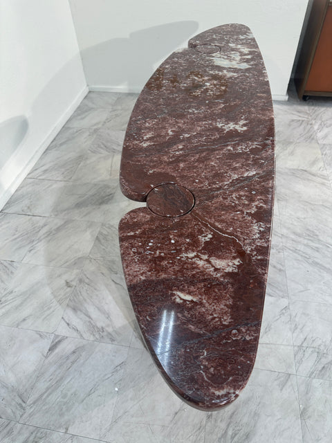 Angelo Mangiarotti for skipper Rosso marble "Eros" Console, Italy, 1970s