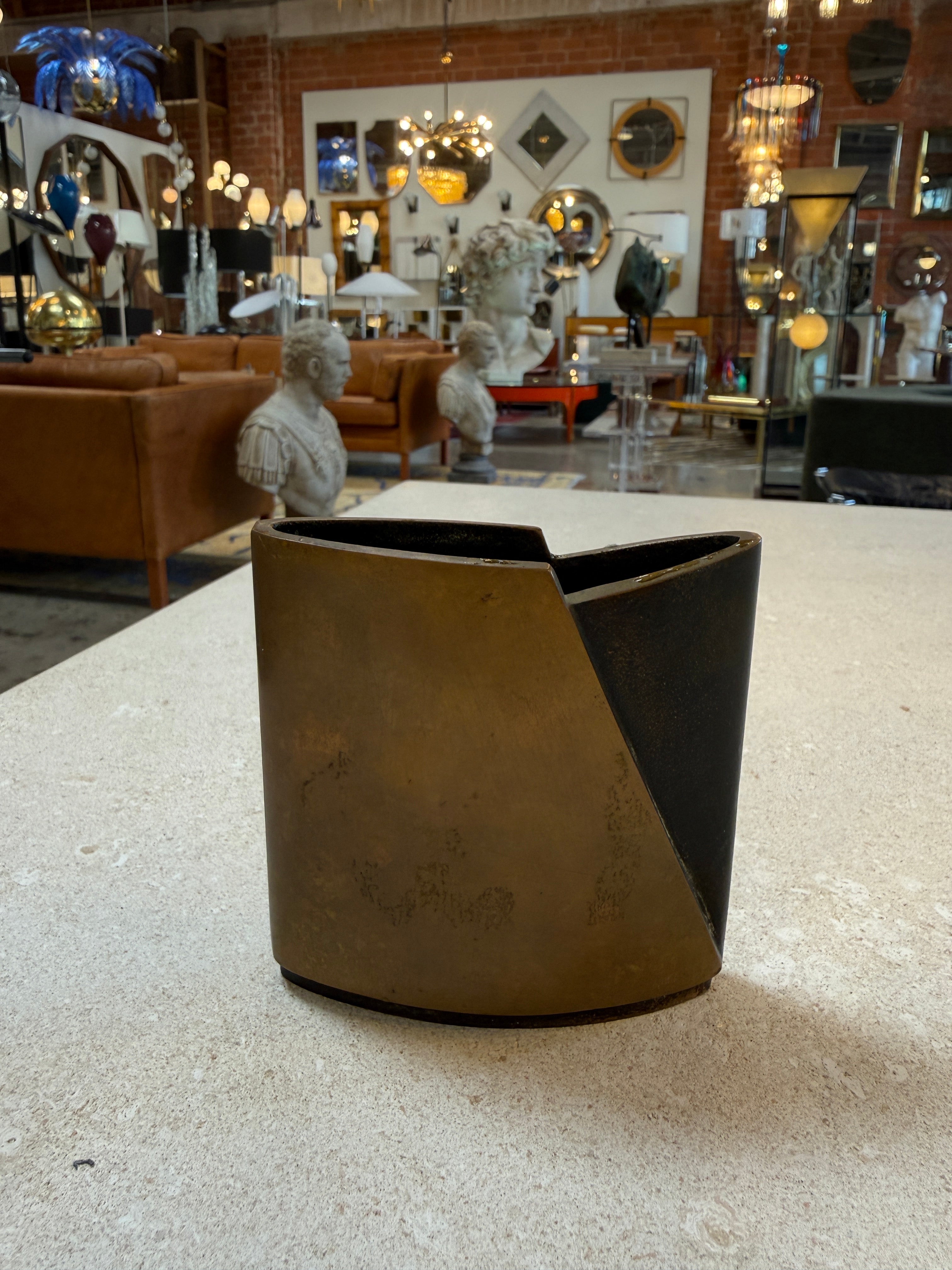 Esa Fedrigolli Sculptural Brass and Black Metal Vase