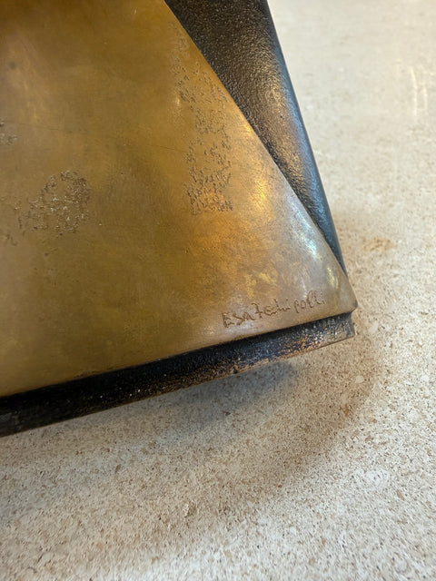 Esa Fedrigolli Sculptural Brass and Black Metal Vase