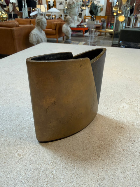 Esa Fedrigolli Sculptural Brass and Black Metal Vase