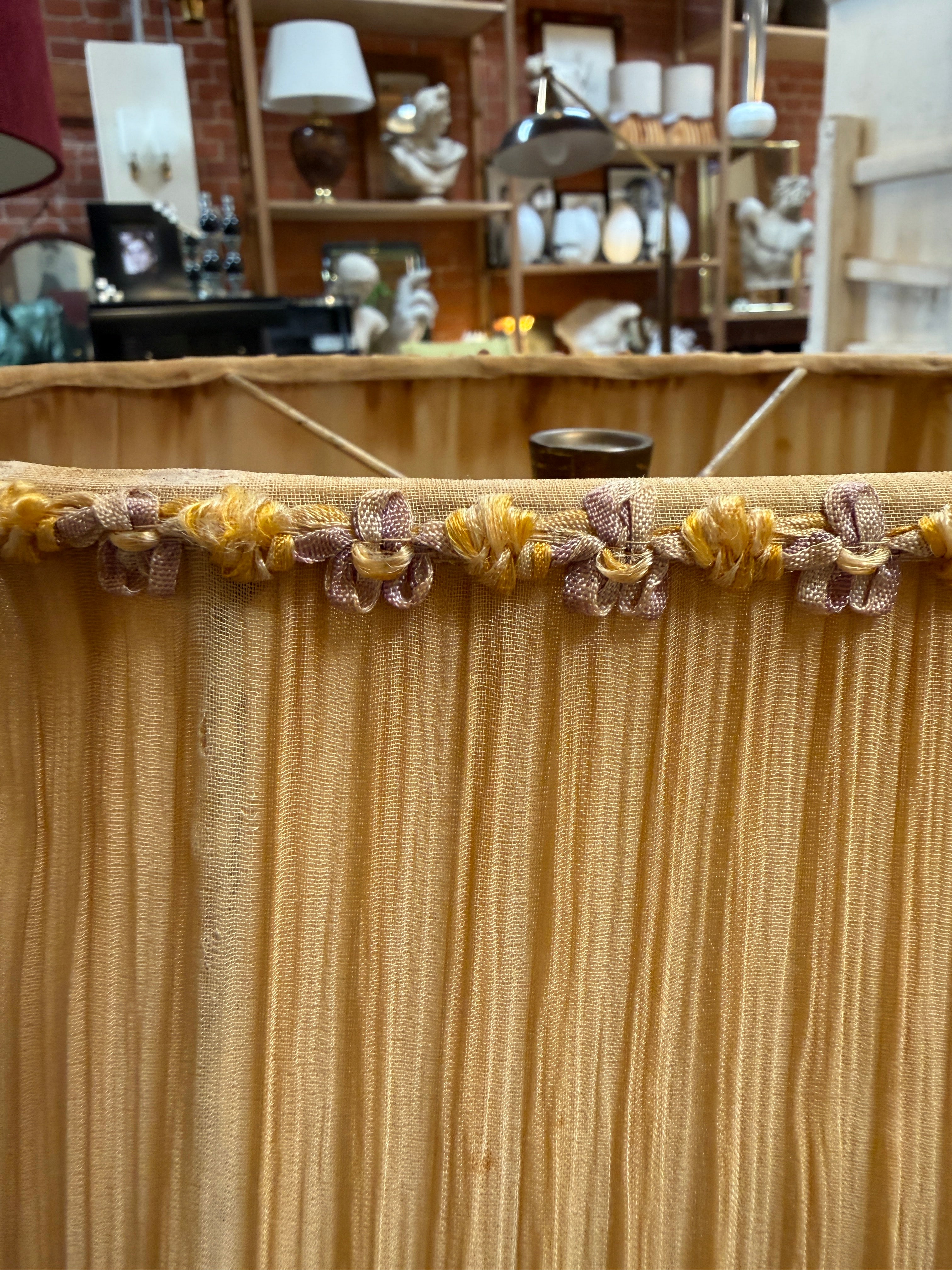 Italian Brass Table Lamp with Twisted Loop Base and Pleated Shade, 1950s