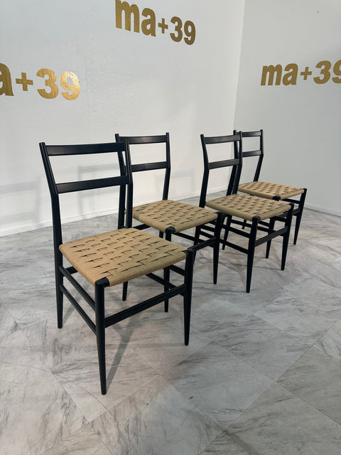 Gio Ponti 646 "Leggera" Dining Chairs for Cassina, 1952, Set of 4