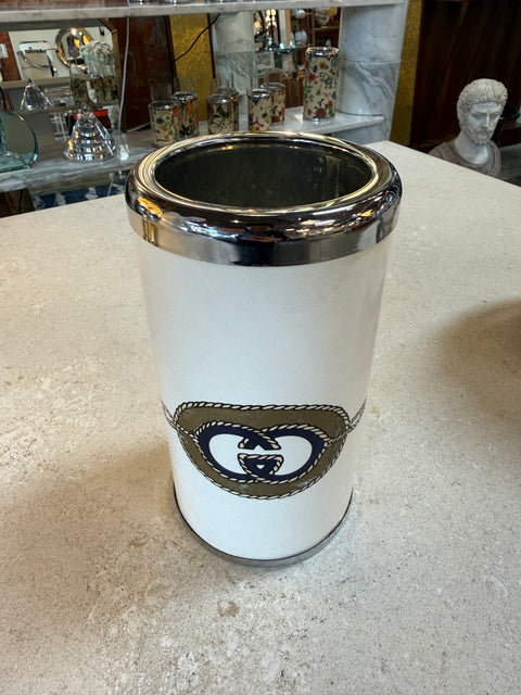 Vintage Gucci Ice Bucket and Glass Set With Logo, Italy 1970