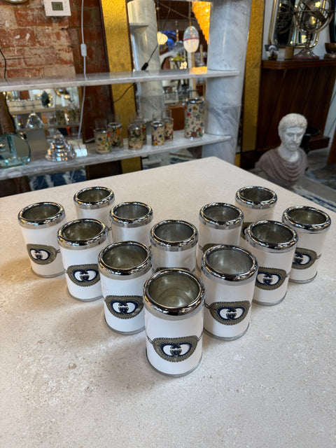 Vintage Gucci Ice Bucket and Glass Set With Logo, Italy 1970