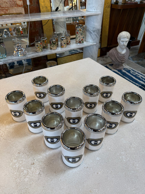 Vintage Gucci Ice Bucket and Glass Set With Logo, Italy 1970