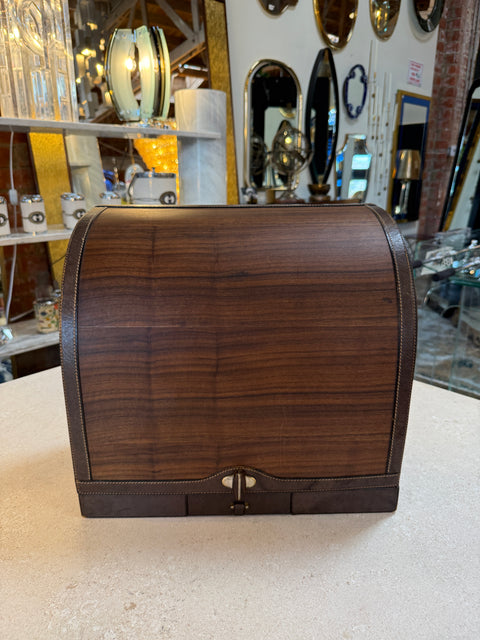 Vintage Gucci Leather and Wood Bar Box / Bottle Case