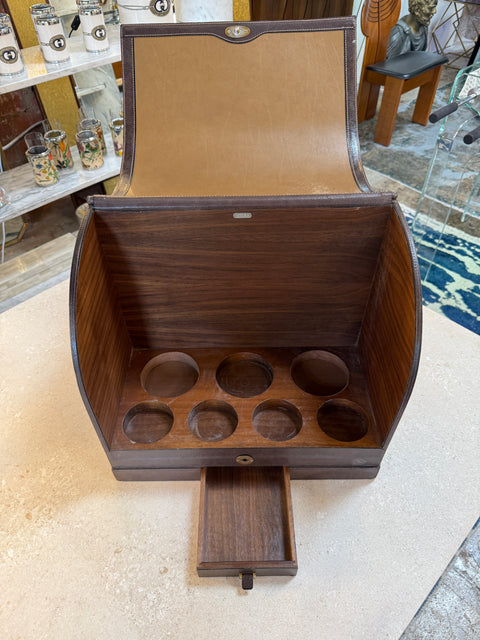 Vintage Gucci Leather and Wood Bar Box / Bottle Case