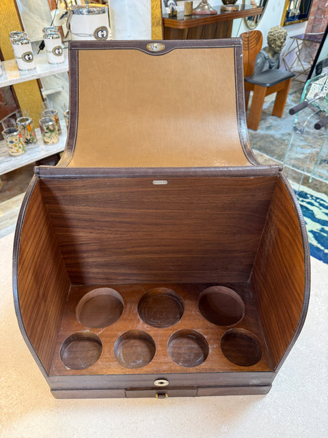 Vintage Gucci Leather and Wood Bar Box / Bottle Case