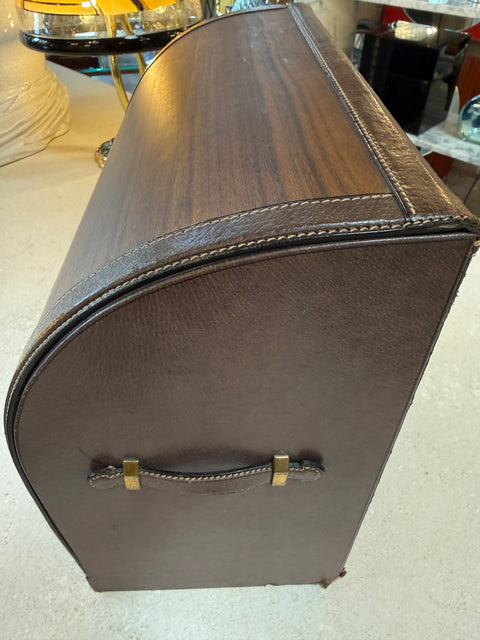 Vintage Gucci Leather and Wood Bar Box / Bottle Case
