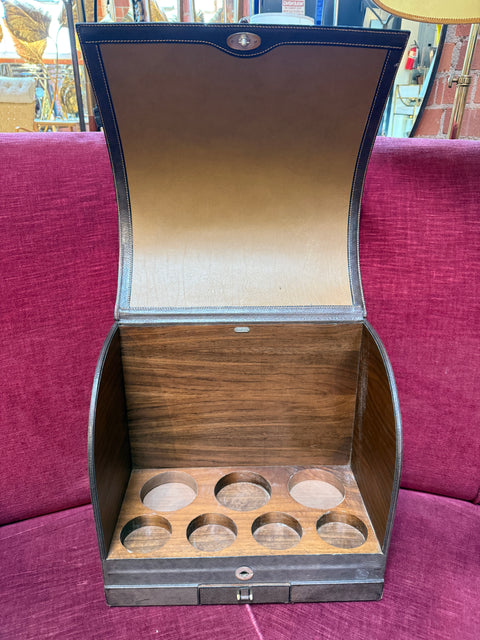 Vintage Gucci Leather and Wood Bar Box / Bottle Case