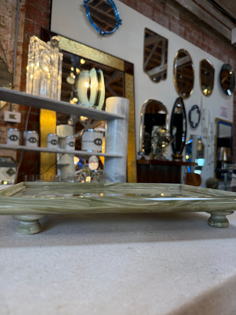 Italian Marble Drink Set with Tray and Six Goblets, 1970s