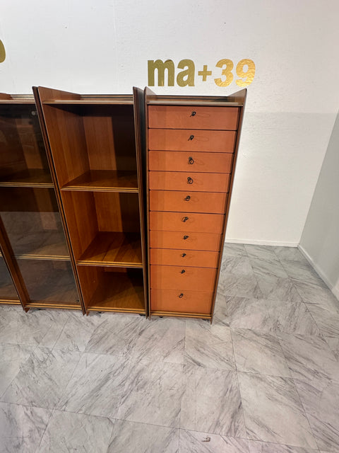 Five Leather and Walnut Artona Chests of Drawers by Afra & Tobia Scarpa for Maxalto