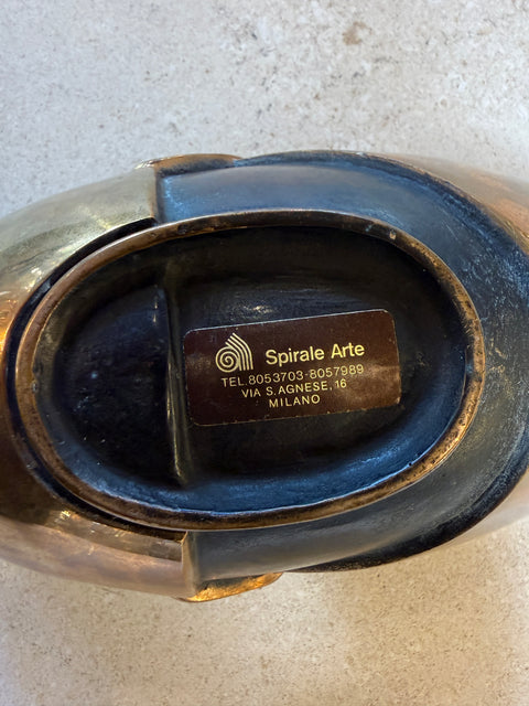 Esa Fedrigolli Sculptural Bowl in Cast Bronze Italy 1970s