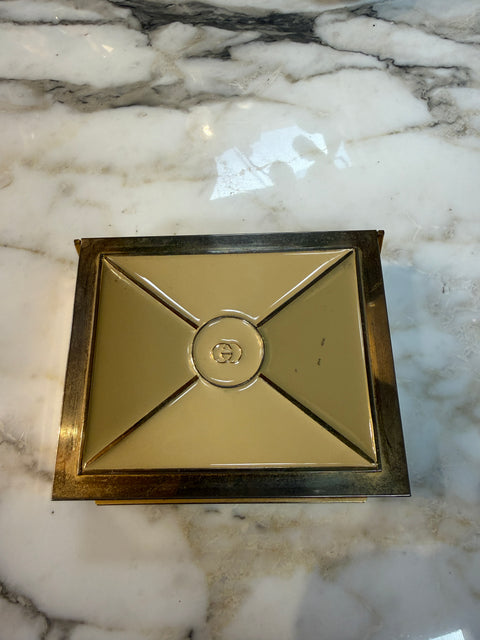 Vintage Gucci Brass and Enamel Decorative Box with Interlocking GG