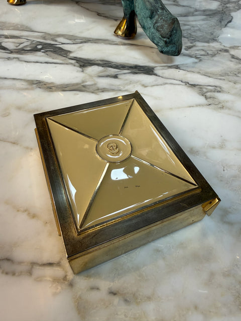 Vintage Gucci Brass and Enamel Decorative Box with Interlocking GG