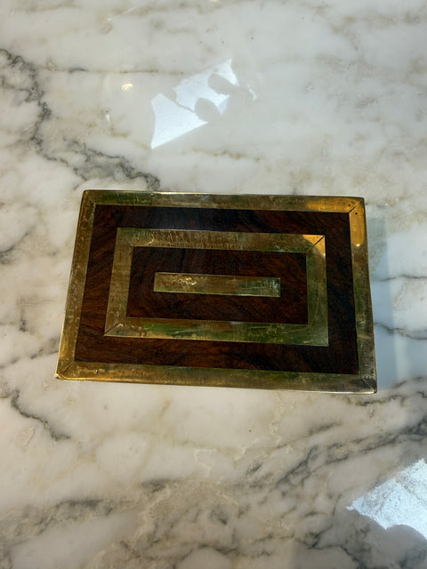 Italian Brass-Inlaid Wood Box, 1970s