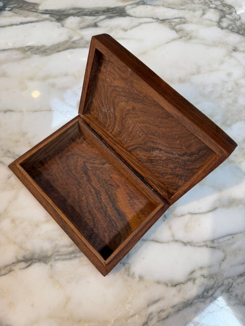Italian Brass-Inlaid Wood Box, 1970s