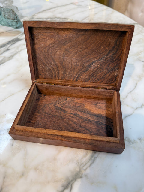 Italian Brass-Inlaid Wood Box, 1970s