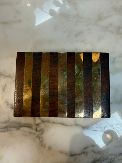 Italian Brass-Banded Wood Box, 1970s