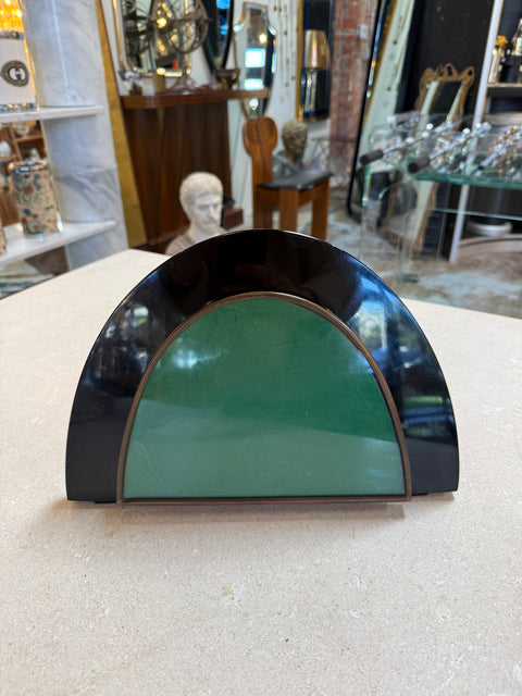 Italian Art Deco Style Black Lacquer and Glass Picture Frame, 1970s