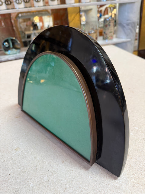 Italian Art Deco Style Black Lacquer and Glass Picture Frame, 1970s