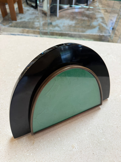 Italian Art Deco Style Black Lacquer and Glass Picture Frame, 1970s