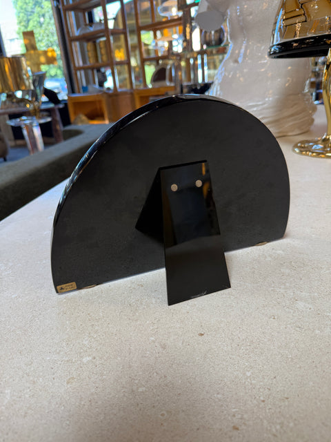 Italian Art Deco Style Black Lacquer and Glass Picture Frame, 1970s