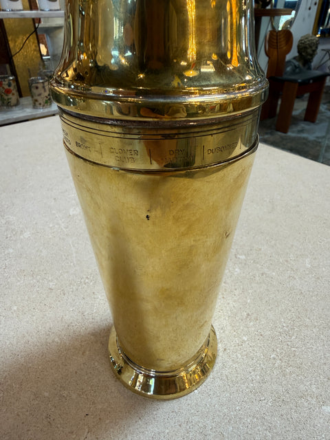 Vintage Brass Cocktail Shaker with Recipe Windows