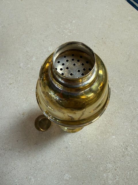 Vintage Brass Cocktail Shaker with Recipe Windows