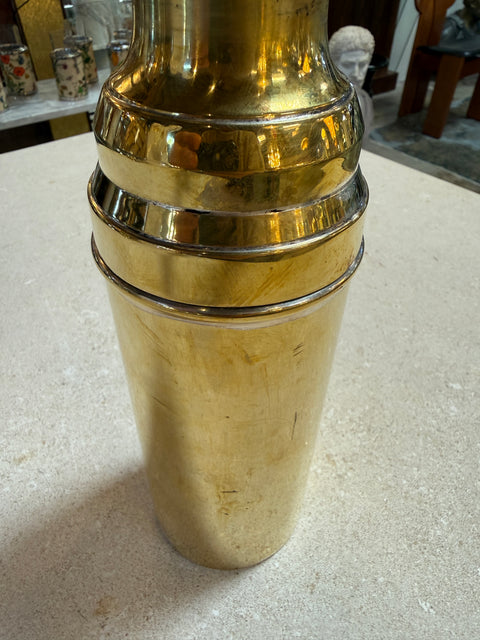 Italian Brass Cocktail Shaker, Mid-Century Modern Barware