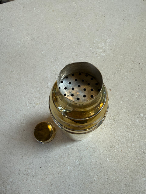 Italian Brass Cocktail Shaker, Mid-Century Modern Barware