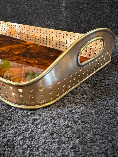 Italian Tray in Plexiglass and brass, 80s