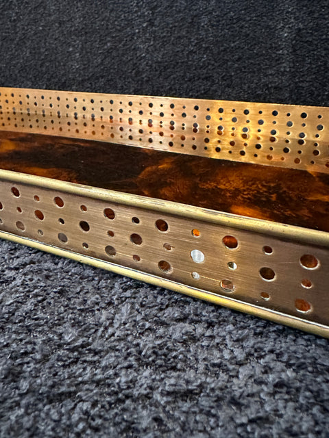 Italian Tray in Plexiglass and brass, 80s