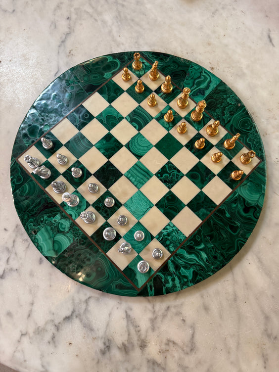 Italian Malachite Chess Set, 1970s