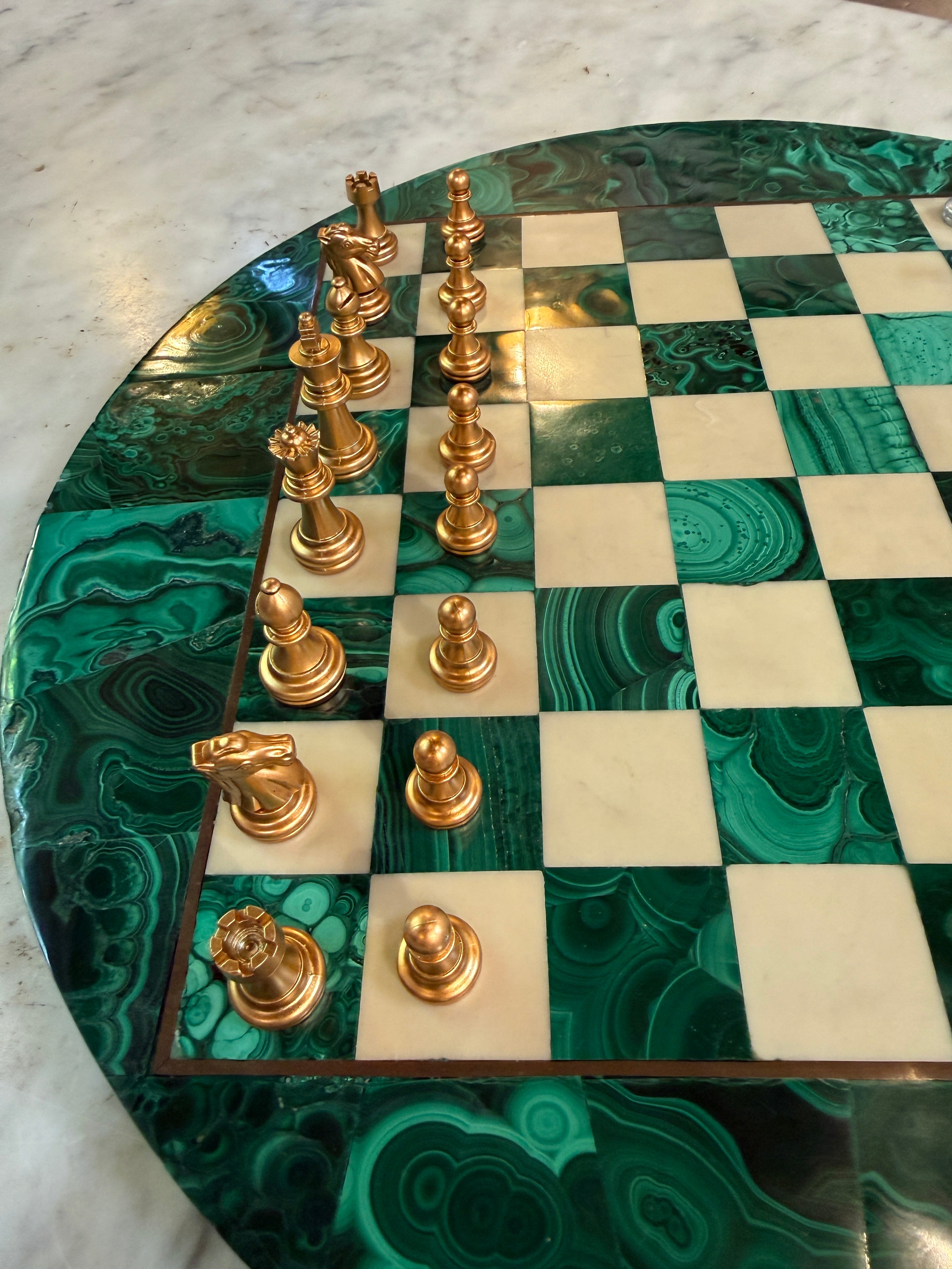 Italian Malachite Chess Set, 1970s