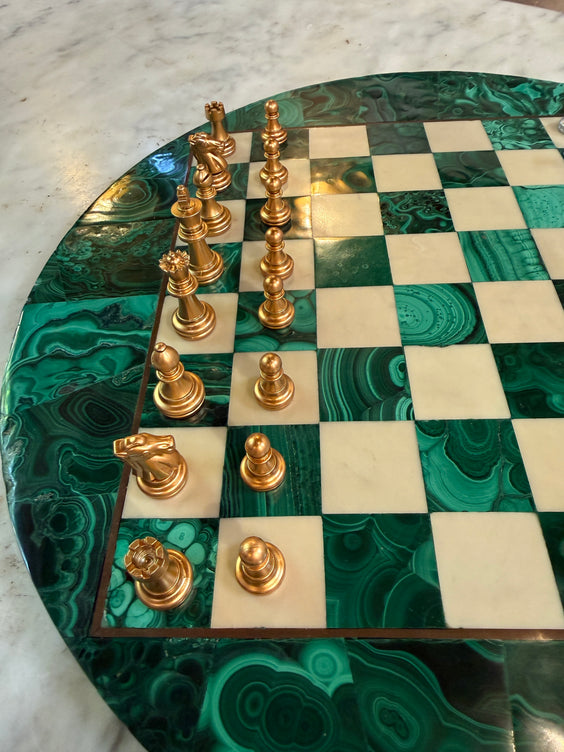 Italian Malachite Chess Set, 1970s