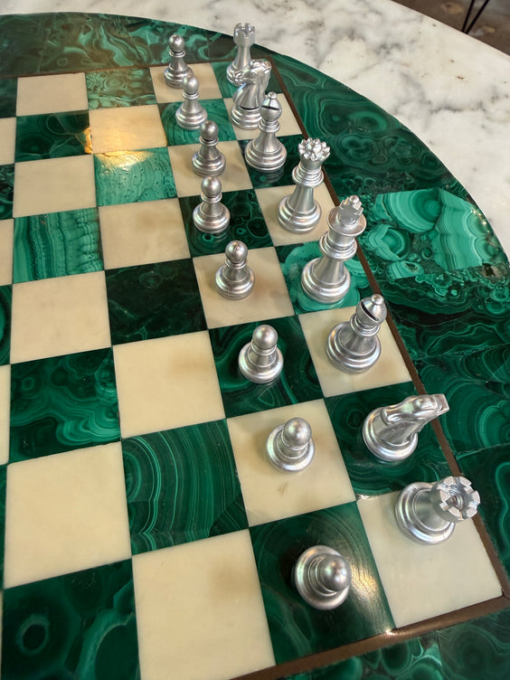 Italian Malachite Chess Set, 1970s