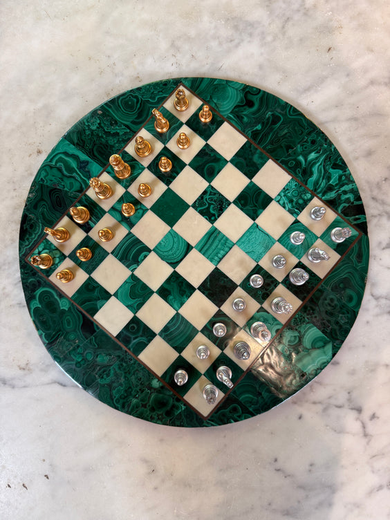 Italian Malachite Chess Set, 1970s