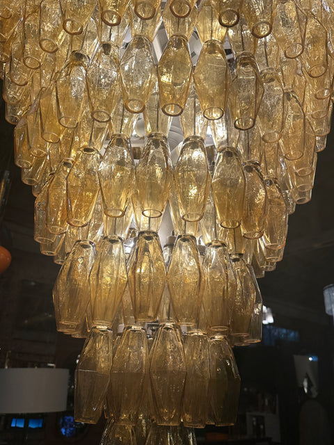 Chandelier with "poliedri" glasses. Italy 1960